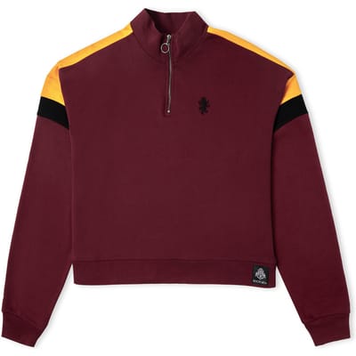 Gryffindor House Women's Funnel Neck Cropped Sweater - Burgundy - M