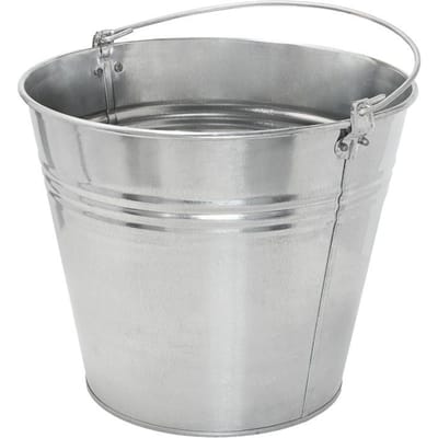 KOTARBAU® Robuuste Zinkemmer, Tuinemmer, Verzinkt Staal, 15 L, Zilver, Cementemmer, Mortel Emmer, Bouwemmer, met Handvat