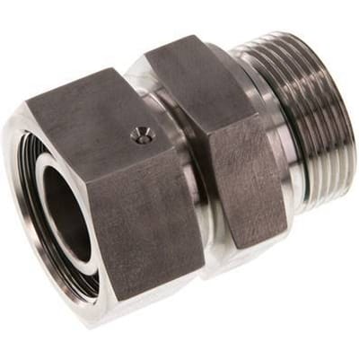 30S & G1-1/4'' RVS Rechte Draaidoorvoer Buitendraad 400bar FKM O-ring en Afdichtconus Verstelbaar ISO 8434-1