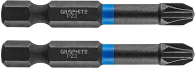 GRAPHITE Serie - PZ3 Impact Bits - 50mm - S2 Staal - Hoog Koppel