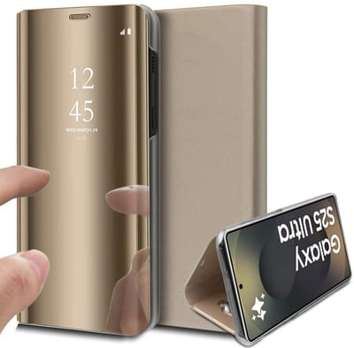 Hoesje geschikt voor Samsung Galaxy S25 Ultra - Spiegel Book Case Goud