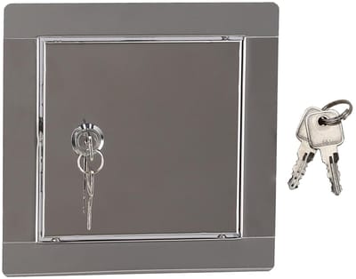 KOTARBAU® Inspectieklep, Inspectiedeur, Roestvrij Staal, 10x10 cm, Zilver, Toegangspaneel, Inspectieluik met Slot, en 2 Sleutels, Revisiedeur, voor Binnen en Buiten
