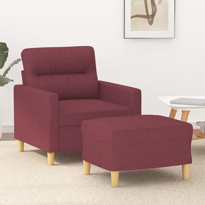 vidaXL Fauteuil met voetenbank 60 cm stof wijnrood