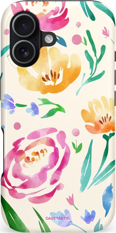 Casetastic hoesje geschikt voor Apple iPhone 17 - MagSafe - Dubbellaagse bescherming - Aquarel serenade - Fashion Case - Wit Mintgroen Crème Lichtroze