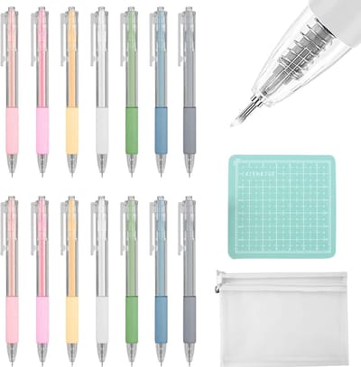 SnelShoppen - 14 Stuks Precisie Draaitafel Pinnen met Snijmes, Inclusief Snijplank van PVC en Pocket Pin Cutter voor Hobby Kunst Carving