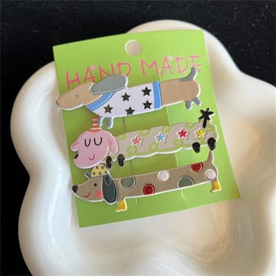 Lot de 3 barrettes en acrylique pour chiots et chats, pinces à cheveux géométriques, épingles latérales, accessoires pour cheveux pour femmes beige