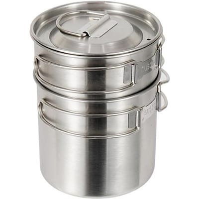 2 Pièces Ustensiles de Cuisine de Camping Set de Cuisson Extérieur Acier Inoxydable Marmites de Camping Tasse Mug pour Randonnée Sac à Dos Pique-nique gray