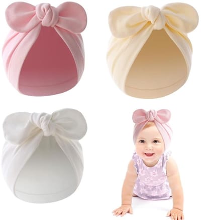 NTH products- Babymuts Set van 3 - Katoenen Babymutsjes - Schattige Strik - Uniseks - Ademend - Comfortabel voor Pasgeborenen - Babyhoed