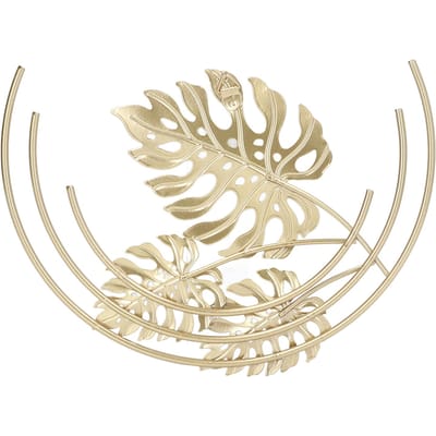 Sculptures Murales en Fer Feuilles Métalliques Dorées Décoration Murale pour Salon Chambre Bureau Maison Type 1 beige
