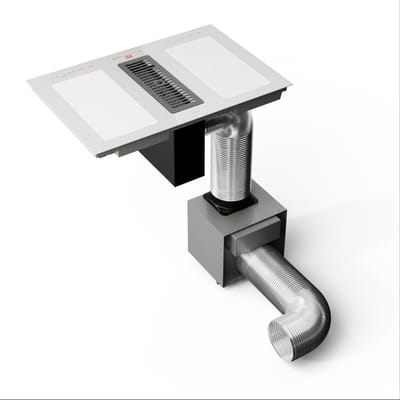Klarstein Inductiekookplaat 2-in-1 kookplaat met ingebouwde afzuigkap, voor kookeiland, kookplaat met geïntegreerde afzuigkap, 444 m³/h luchtstroom, touch display, energieklasse A+ - Kookveld - 7000W 52 cm - Inbouw voor Keuken - Flexzone