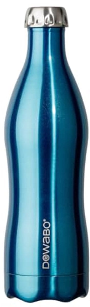 Dubbelwandige Thermoskan - Herbruikbare Drinkfles 750 ml, Vacuüm Geïsoleerd, Zwart en Blauw