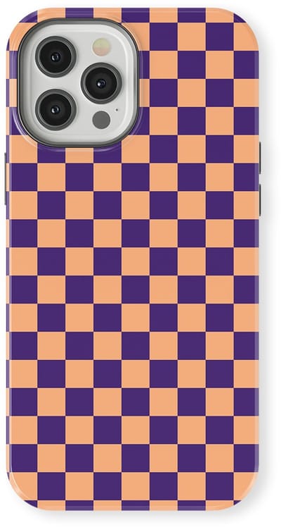 Design Hoesje geschikt voor iPhone 12 Pro | Geschikt Voor Mag | Tiny Squares Checkered Print | Backcover geschikt voor iPhone 12 Pro Pixel Peach