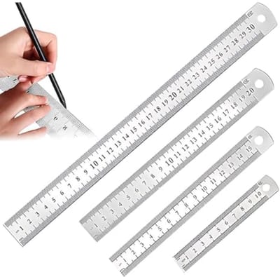Set van 4 precisielinialen voor nauwkeurig meten - 10 cm, 15 cm, 20 cm, 30 cm