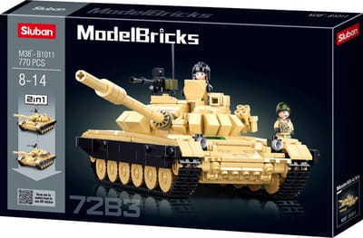 Sluban ModelBricks Combat Tank T‑72B3 bouwspeelgoed – Constructiespeelgoed modelbouw – bouwdoos met 770 bouwstenen – M38‑B1011 vanaf 8 jaar
