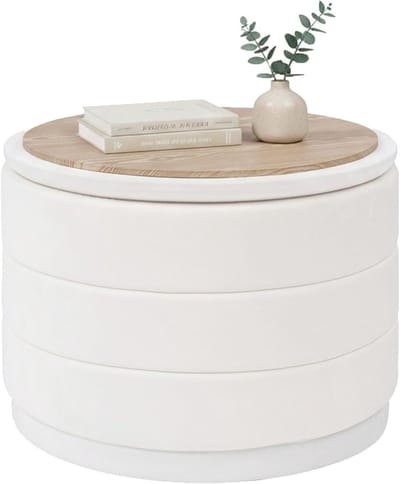Opvouwbare Voetenbank - Zitpoef Opberger - Woonkamer Slaapkamer - Verborgen Opbergvak - 58x58x44 cm - Wit Fluweel