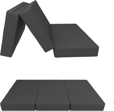 Vouwmatras 3-Delig - Gastmatras Slaapmat - Kamperen Logeren - Waterdicht Ademend - 160 x 195 x 15 cm - Antraciet