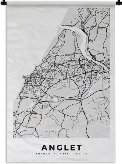 Wandkleed - Wanddoek - Stadskaart – Frankrijk – Kaart – Anglet – Plattegrond - 120x180 cm - Wandtapijt