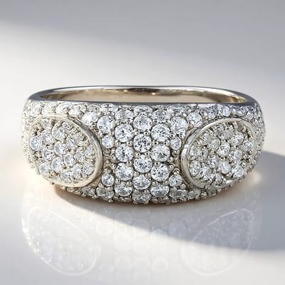 Cavill - 925 Sterling Zilveren Ring - 1,786 ct Cambodjaanse Zirkonen - Brede Luxe Damesring - Elegante Ronde Briljant Pave Stenen