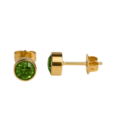 Aramat Jewels | Oorbellen | Lichtgroene Kristallen Oorstekers 6mm – Goudkleurig | | | |6mm | Staal | Kinderen, Volwassenen | Verkleurd niet