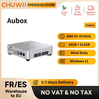 CHUWI AuBox AMD R7 8745HS Mini PC met OCulink 16GB 512GB SSD Windows 11 4K 60Hz scherm WiFi 6 BT 5.1 Uitbreidbaar M.2 2T*2 8745HS 16G 512G