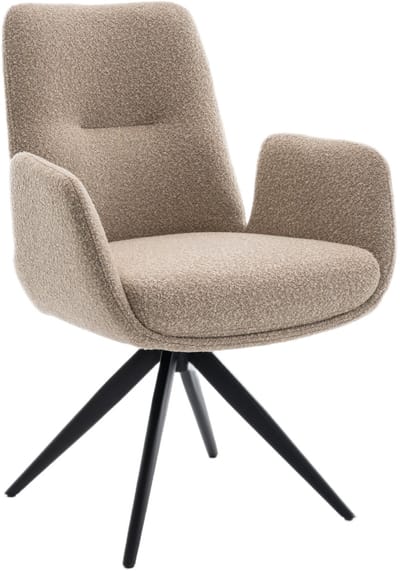 Eetkamerstoel Molly | Draaibaar met Pocketvering | Taupe stof & Zwart metaal