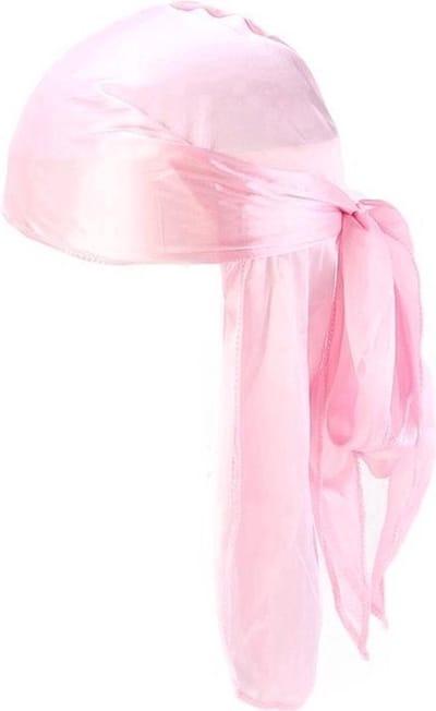 Bandana - Durag - Satijnen bonnet - Wave cap - Krullen beschermen - Silk do-rag - Slaapmuts - Hoofdbedekking - 102x22 cm - Slaapbonnet - Satin bonnet - Hair wrap - Lichtroze - Jonyx