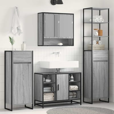 vidaXL - Badkamerkast - Grijs - Sonoma - 40 - x - 30 - x - 180 - cm - Bewerkt - hout