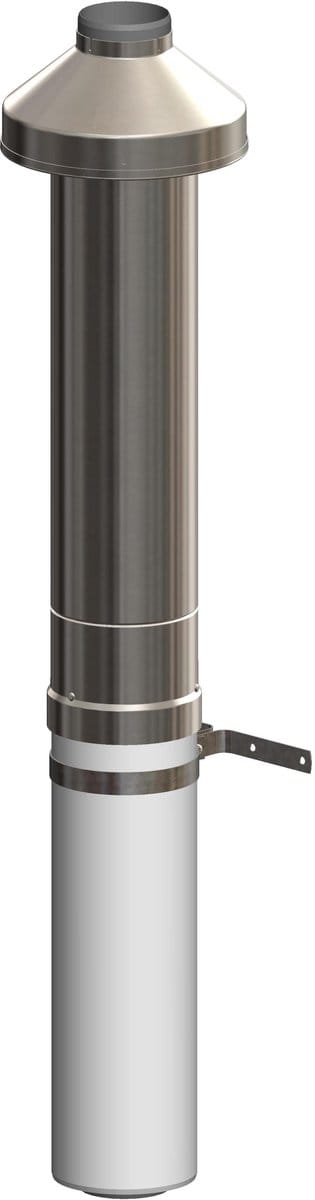 ATEC Dakdoorvoer DN 80/125 650mm RVS incl. bevestigingsbeugel, 1455