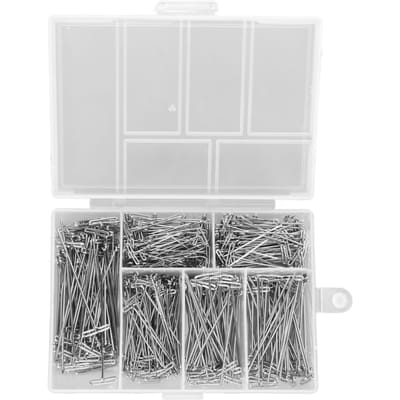 450 épingles en T Acier Inoxydable Assortiment Longues Épingles Droites avec Boîte Transparente pour Fabrication de Perruques Loisirs Créatifs Couture