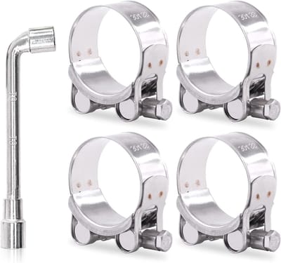 4x Zware T-Bout Slangklemmen RVS 304 voor Buis en Pijp, Verstelbaar 44-47mm