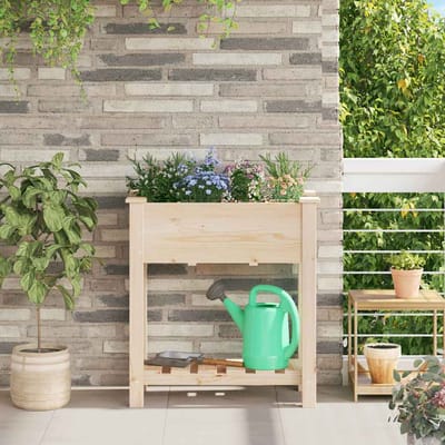 vidaXL - Plantenbak - Beige - 71 - x - 37 - x - 76,5 - cm - Massief - Vurenhout