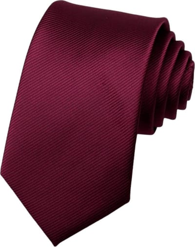 Fako Fashion - Brede Stropdas - Gestreept - Ribstructuur - 100% Zijde - Effen - 8cm - 145cm - Donkerrood