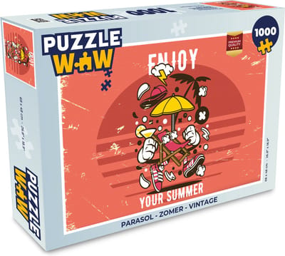 Puzzel Parasol - Zomer - Vintage - Legpuzzel - Puzzel 1000 stukjes volwassenen