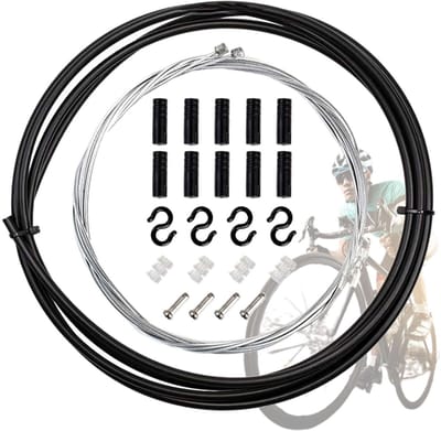 Dailygoods- Fietsderailleurkabelset Universeel - Behuizing 4 mm - Zwart - Lengte 2 meter - Voorste kabel 1,55 meter - Achterste kabel 2,1 meter - Fiets Kabelset