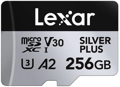 Lexar microSDXC Silver Plus UHS-I 256GB - Lezen 205MB/s, Schrijven 150MB/s - V30