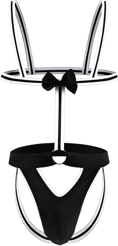 Elegante T-Strap Thong voor Mannen met Dubbele G-String Bandjes en Strikdecoratie, Comfortabel en Stijlvol