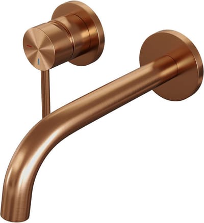 Brauer Copper Edition inbouw wastafelmengkraan met gebogen uitloop en rozetten model A2 koper geborsteld PVD