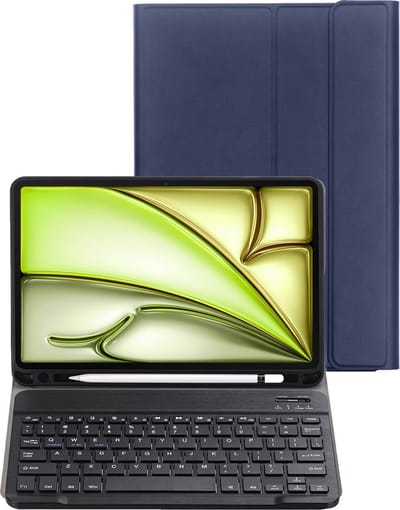 Hoesje - Geschikt voor Apple iPad Air 2024/2025/2026 (M3/M4) - 11 inch - Toetsenbord Case - Keyboard Book Cover - Hoes - Donkerblauw