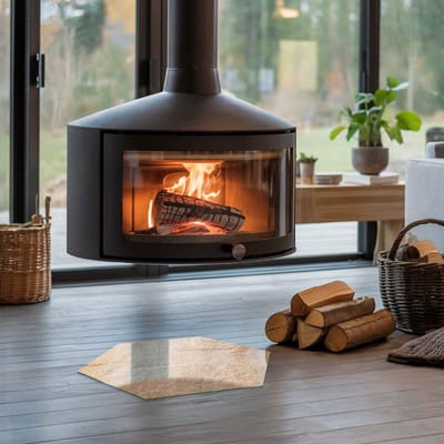 Coloray Vloerplaat Houtkachel - Vloerplaat voor Houtkachel - 40 cm x 34 cm - Vloerplaat Open Haard - Beige Vloerplaat Kachel - Plaat Kachel - Plaat voor Onder Kachel - Kachel Vloerplaat - Onderplaat