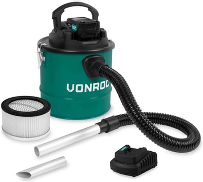 VONROC Accu aszuiger VPower 20V – 12L reservoir – HEPA-filter - Incl. 4.0Ah accu en snellader