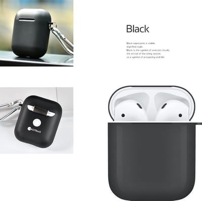 Silicone Case Cover Hoesje geschikt voor Apple AirPods 2 / 1 - Zwart