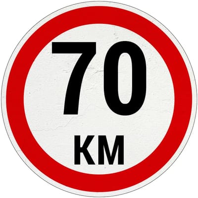 70 km bord | Sign Again materiaal | 10 cm