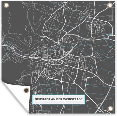 Tuin poster Kaart – Plattegrond – Stadskaart – Neustadt an der Weinstraße – Duitsland – Blauw - 200x200 cm - Tuindoek