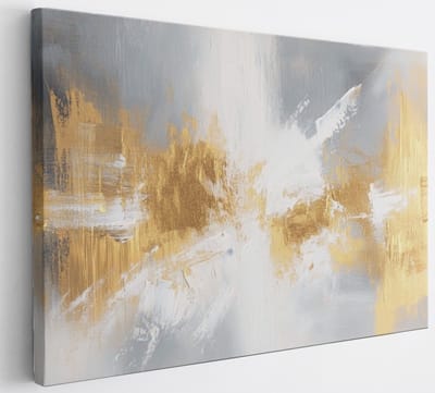 Saammp Canvas Schilderij - zwart goude kunst - Abstract kunstwerk - 30x20 - Foto op canvas - Wanddecoratie - Muurdecoratie Woonkamer - Slaapkamer decoratie - Canvas Print