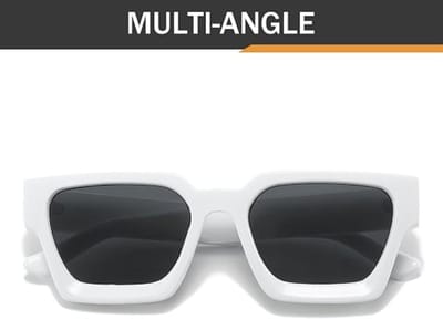 VHV Zonnebril vierkant - Zonnebrillen - Festival bril - Rave bril - Glasses - Dik montuur - Wit