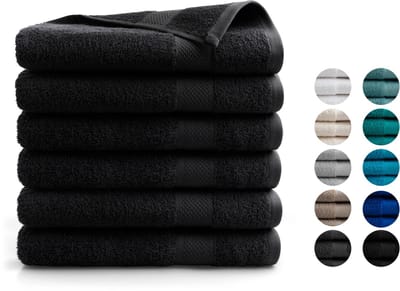 DoubleDry XL Handdoeken 70 x 140 - set van 6 - Hotel kwaliteit 500 g/m2 - 6x Zwart