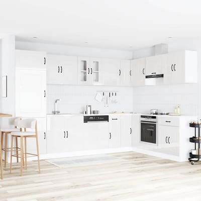vidaXL - Keuken - Kast - Kalmar - Glanzend - Wit - 80 - x - 46 - x - 81,5 - cm - Bewerkt - hout