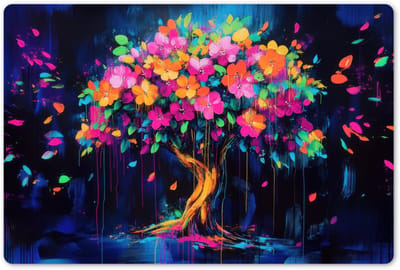 Placemats 45x30 cm - Placemat kunststof - 1 stuk - Boom - Bloemen - Magisch - Gekleurde - Borden onderleggers - Decoratie voor op tafel - Keuken tafeldecoratie accessoires - Vinyl onderlegger - Tafelversiering
