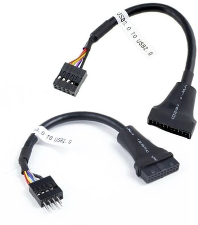 Dailygoods - USB 2.0 naar USB 3.0 Kabel - 20Pin - 15 cm - Set van 2 - Snelle gegevensoverdracht - Perfect voor opladen - Duurzaam materiaal - Wit