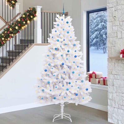 vidaXL Kunstmatige Inklapbare Kerstboom Wit 270 cm PVC en staal